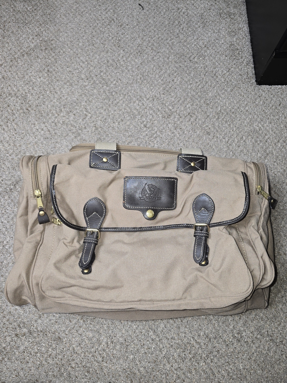 VTG Mulholland Brothers Eddie Bauer & Ford CollabTan Canvas & Leather Duffle Bag